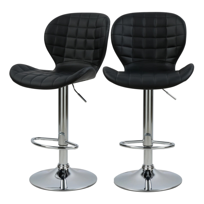Lot de 2 chaises de bar réglables 53/74 cm en cuir synthétique noir - Mazzia