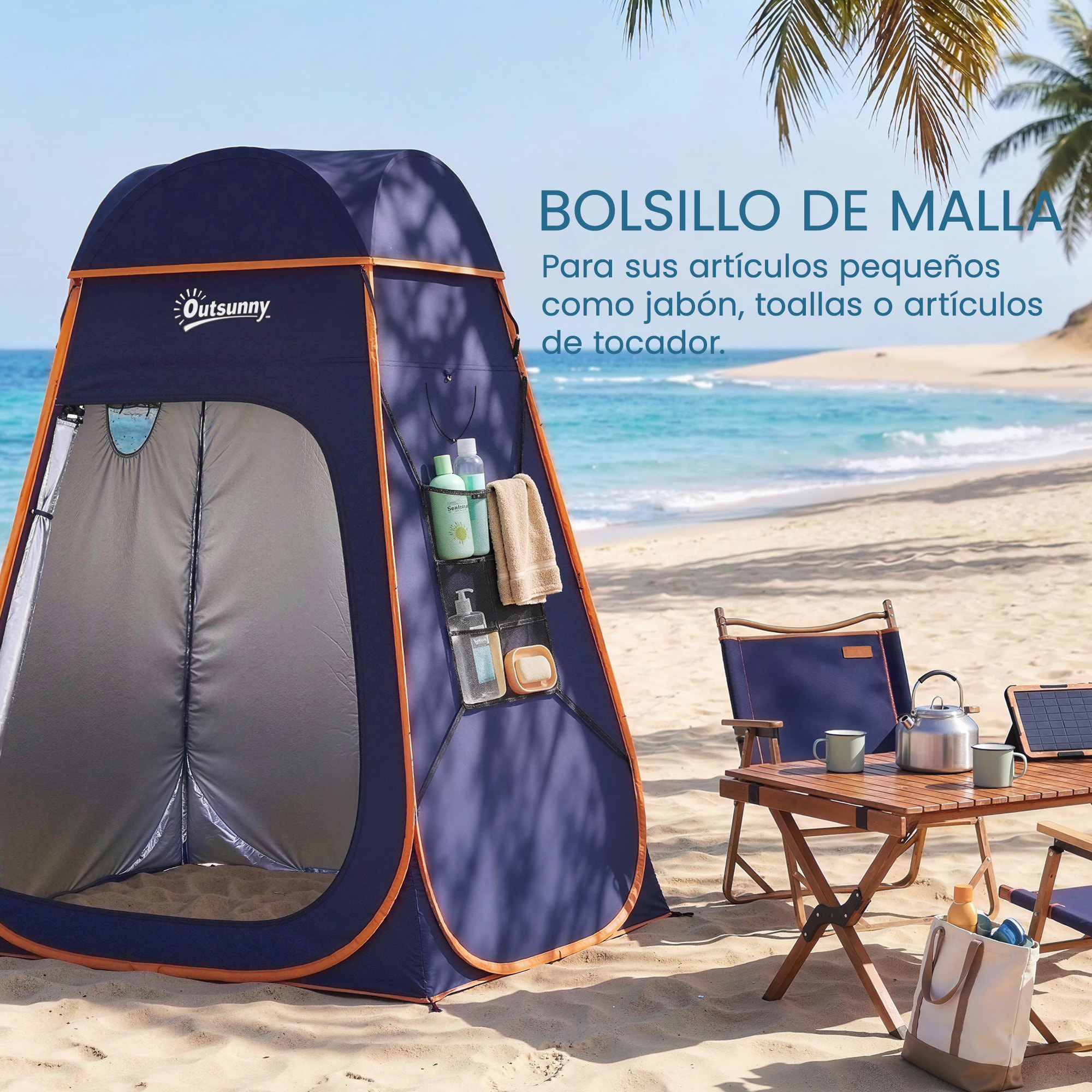 Tienda de Campaña Instantánea Pop-Up Tienda de Ducha Camping Portátil con Ventanas Enrollables Bolsillo y Bolsa de Transporte UV 30+ Impermeable 2000mm para Baño 152x152x200 cm Azul Oscuro