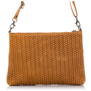 Oderzo Borsa a tracolla Donna.Pelle autentica Camoscio Incisione Chevron