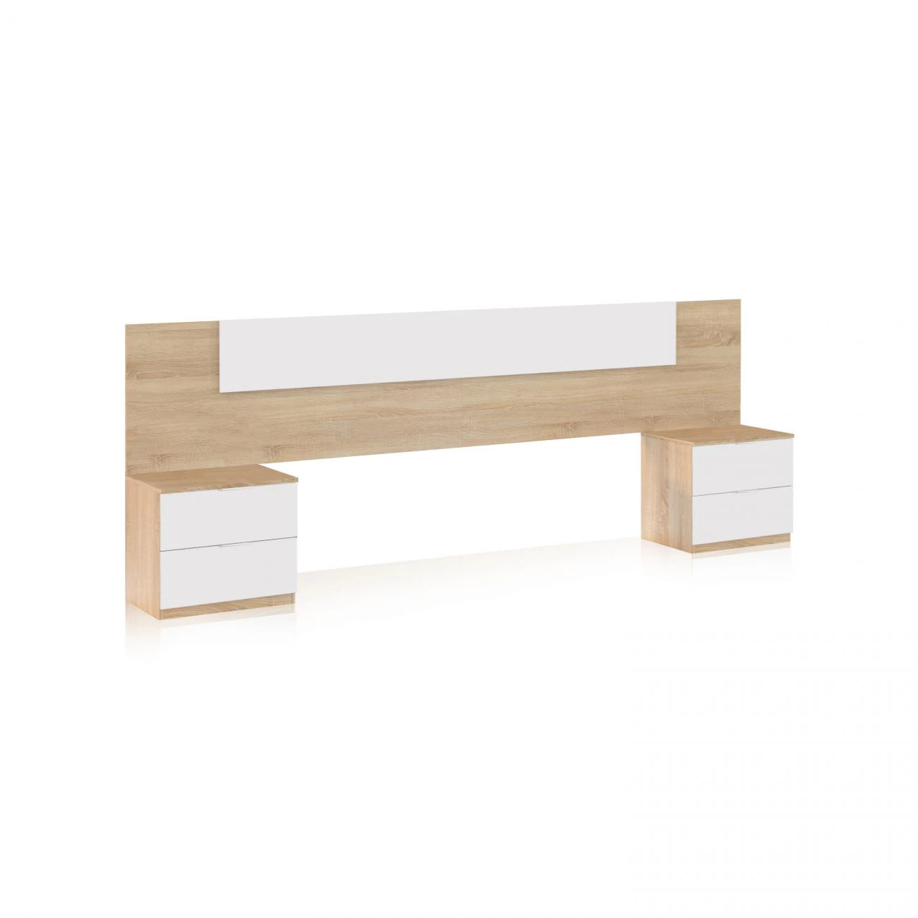 Cabecero con mesitas Akari Blanco Artik (Blanco Mate) - Roble Canadian