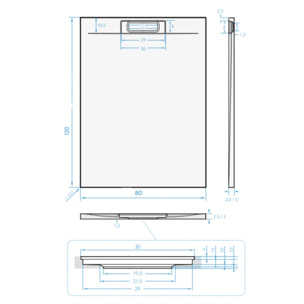 Fusion Receveur de douche 120x80cm en marbre coulé, Blanc (SATFU12080BL-S)
