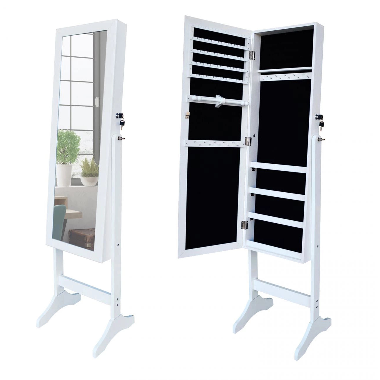 Espejo joyero de pie Blanco
