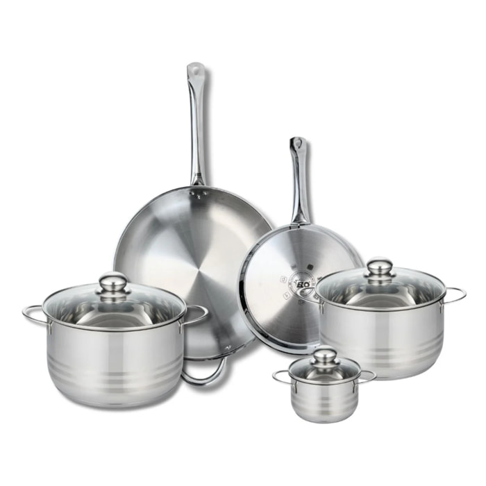 Ensemble de 2 Poêles de cuisson 24 et 32 cm et 3 faitouts 12, 20 et 24 cm Elo Profi Brillant