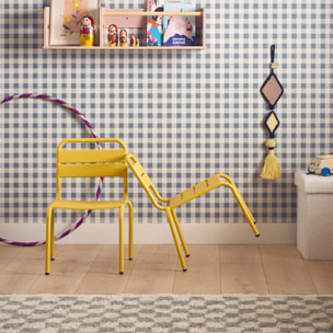 Lot de 2 chaises en métal jaune pour enfant. salon de jardin enfant