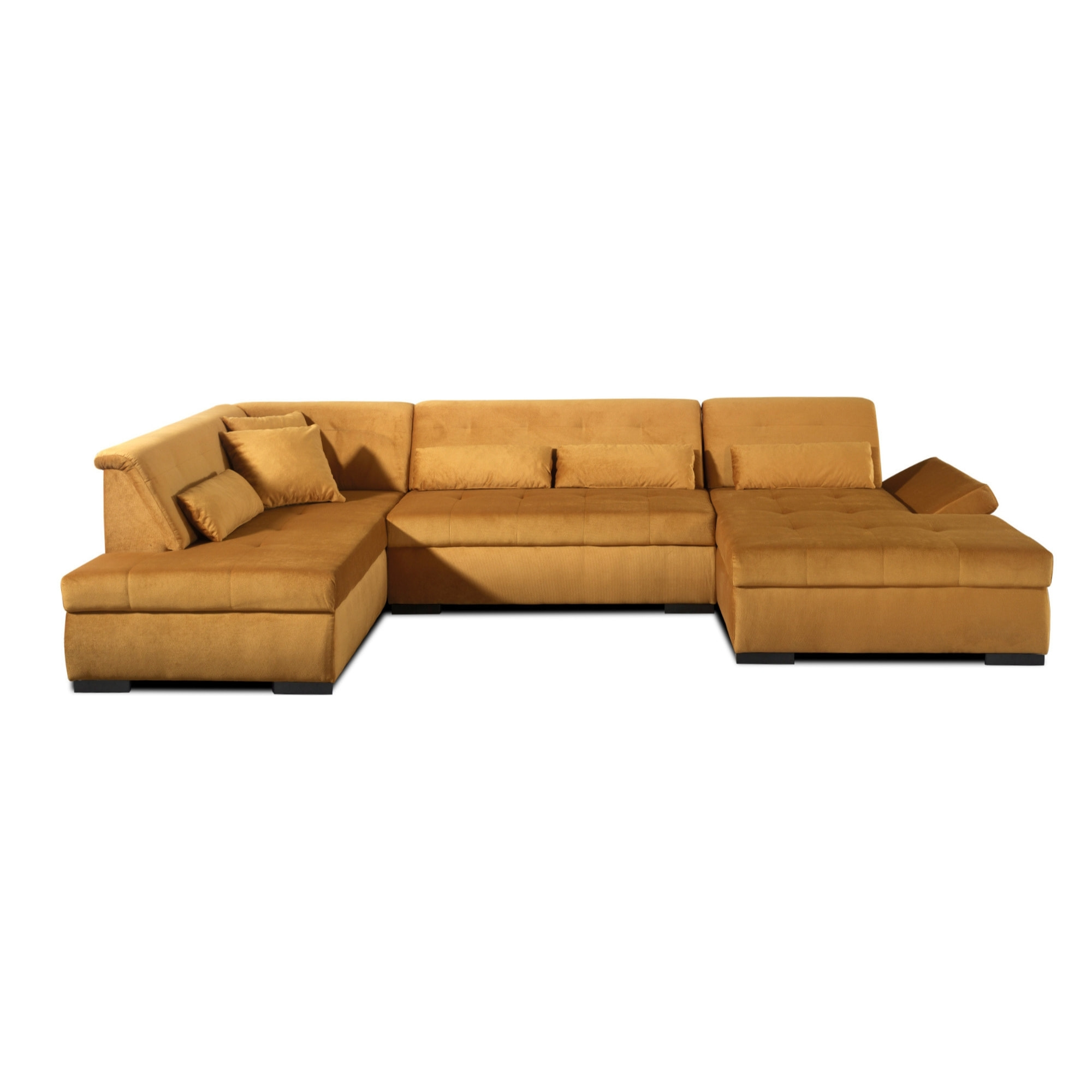 Vermont - canapé panoramique d'angle gauche - 7 places - XXL - en velours - Jaune