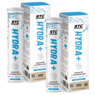 STC NUTRITION - Hydra+ - Préparation pour boisson isotonique à base d'Électrolytes, Vitamines, sucre et édulcorant naturels - Optimise l'hydratation - Neutre - Lot de 2