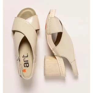 Sandalias con tacón 1878 NAPPA SHINNY CREAM/ I WISH color Cream