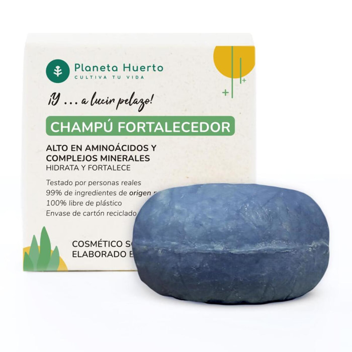 PLANETA HUERTO | Champú Sólido Fortalecedor con Aminoácidos 85 gr - Repara y Fortalece el Cabello
