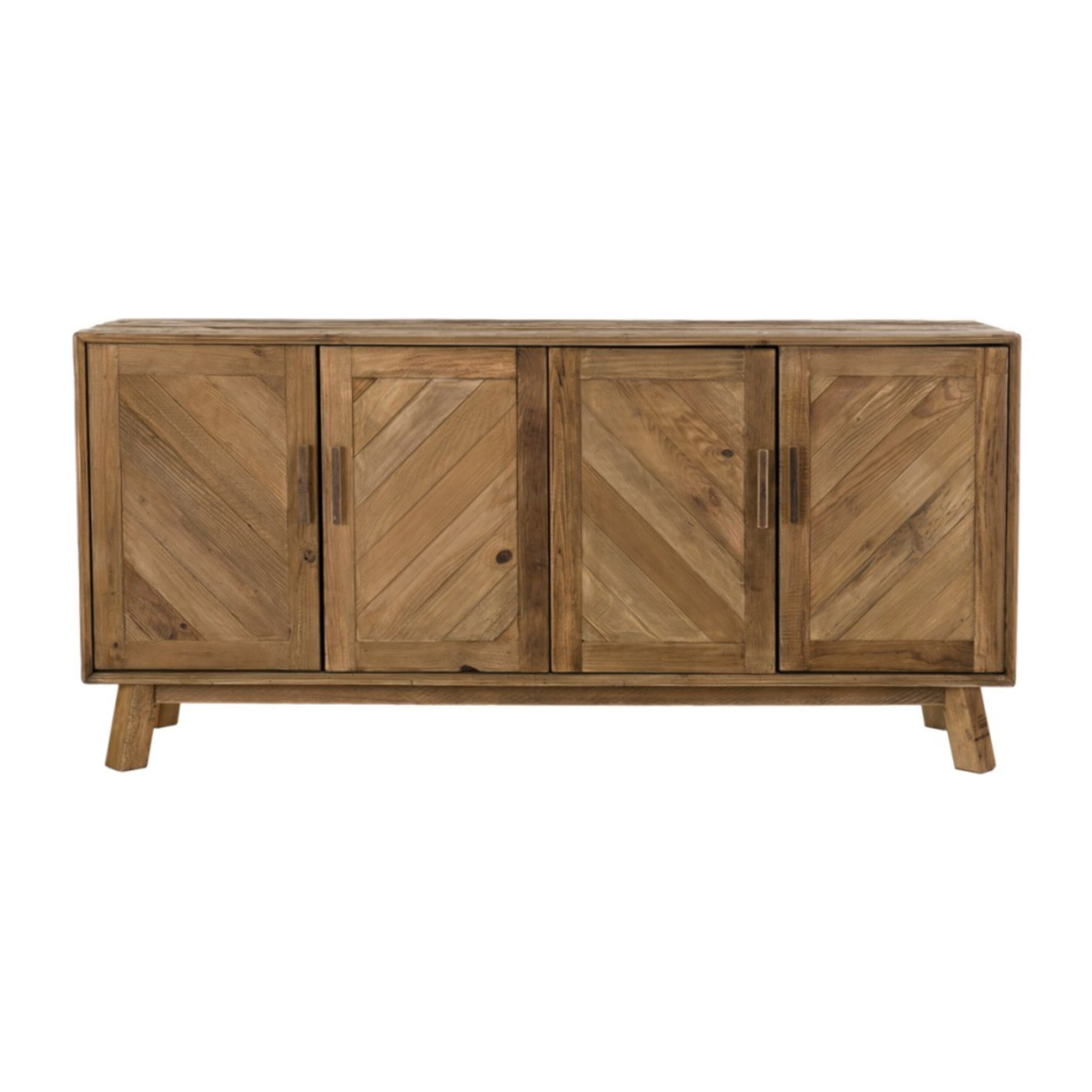SANDY - Buffet marron 4 portes bois Pin recyclé détails graphiques