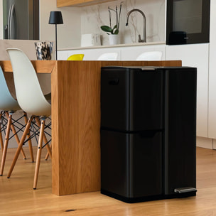 Poubelle de tri inox HAJA 60L 3bacs