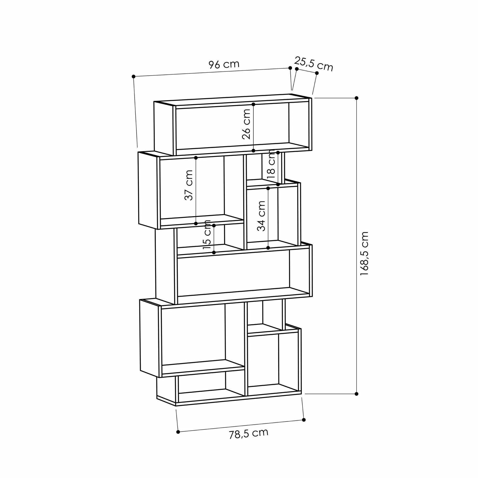 Libreria Dlusuard, Scaffale da ufficio, Mobile portalibri, Biblioteca, 96x26h169 cm, Quercia