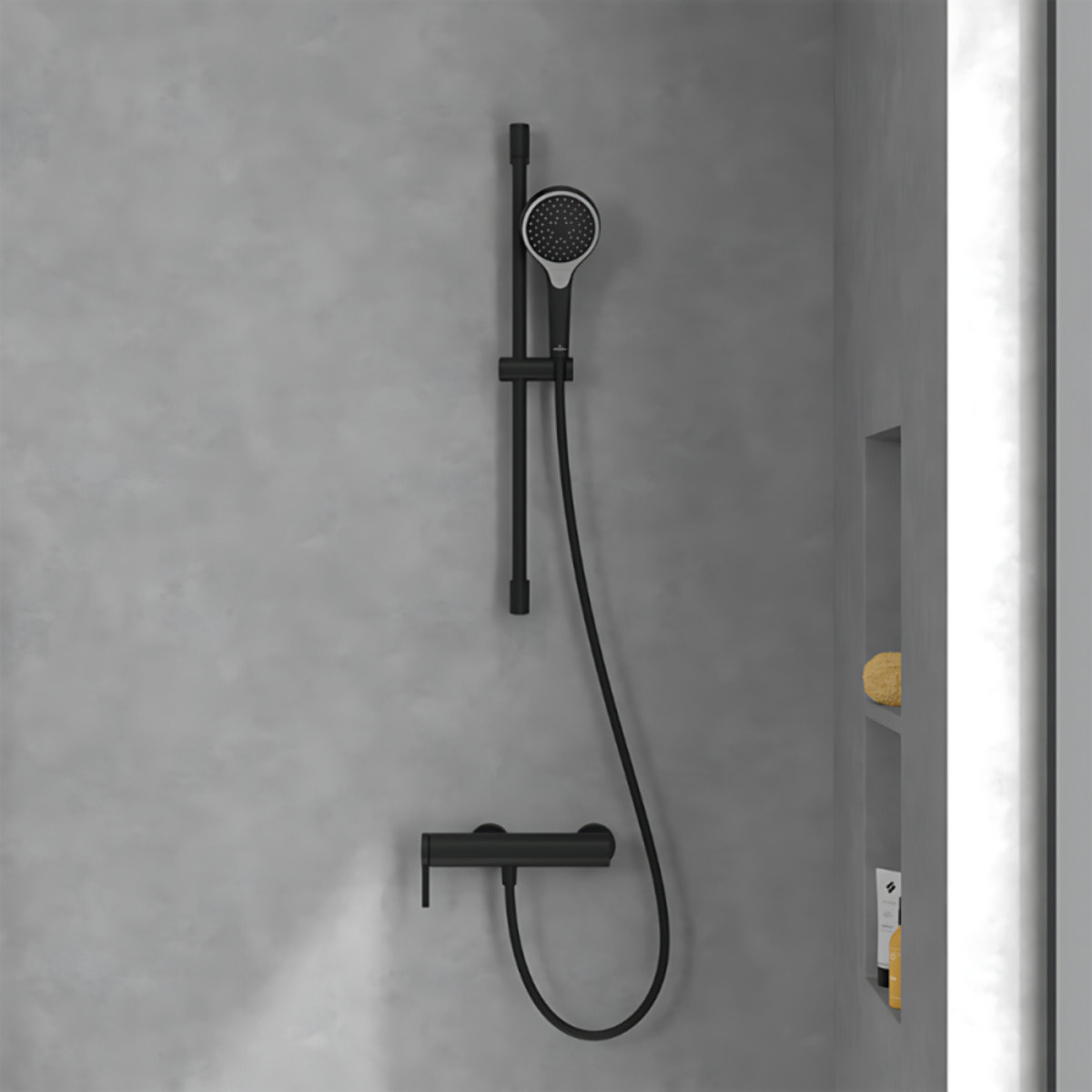 Mitigeur mécanique douche Dawn Noir mat + Ensemble de douche Verve Showers 3 jets Noir mat
