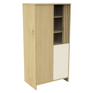 Armoire 2 portes et 1 niche avec claustra en bois décor chêne Suave