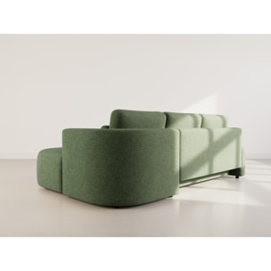 Mahina - canapé d'angle droit 4 places convertible avec coffre en tissu texturé - Vert