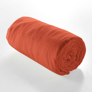 Drap Housse en gaze de coton - Terracotta