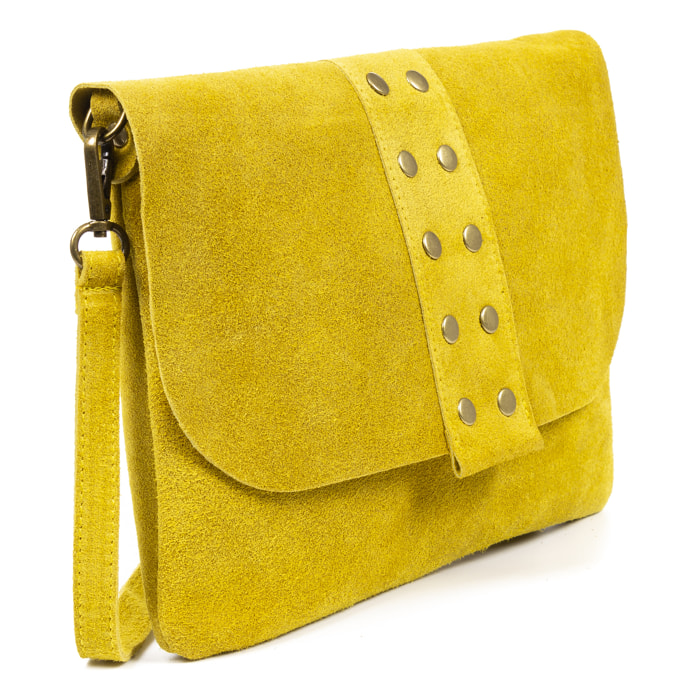 Alpette borsa a tracolla donna. Pelle scamosciata autentica.