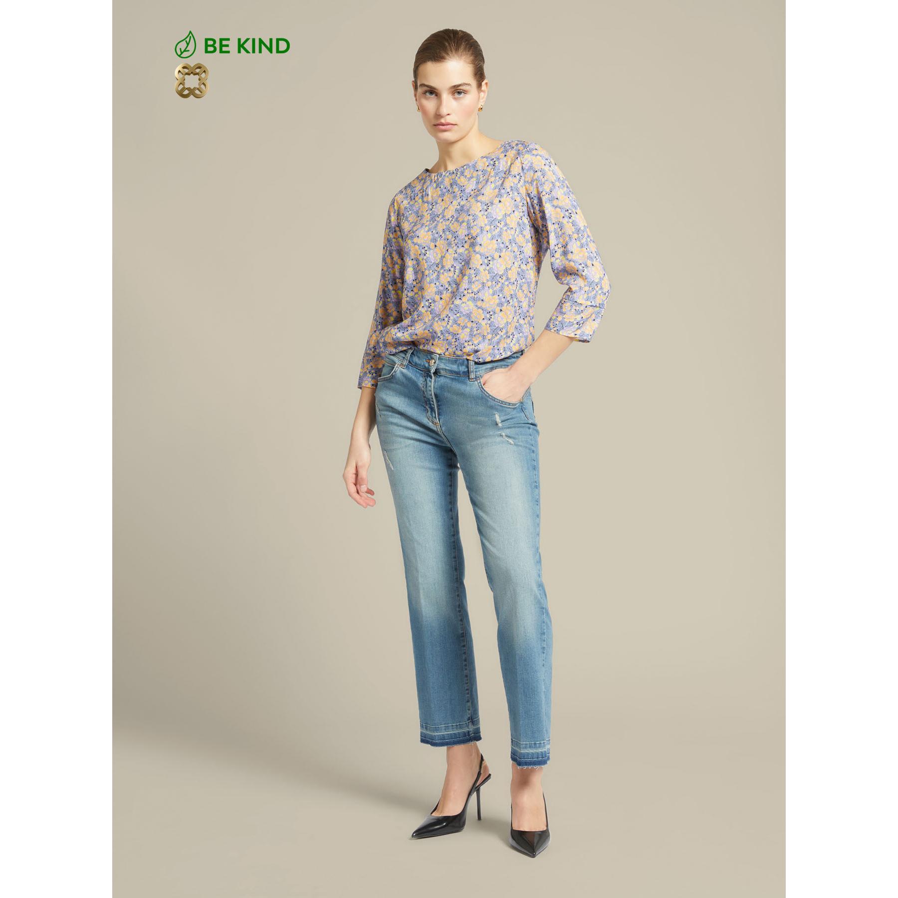 Elena Mirò - Jeans kick flare in cotone sostenibile - Azzurro