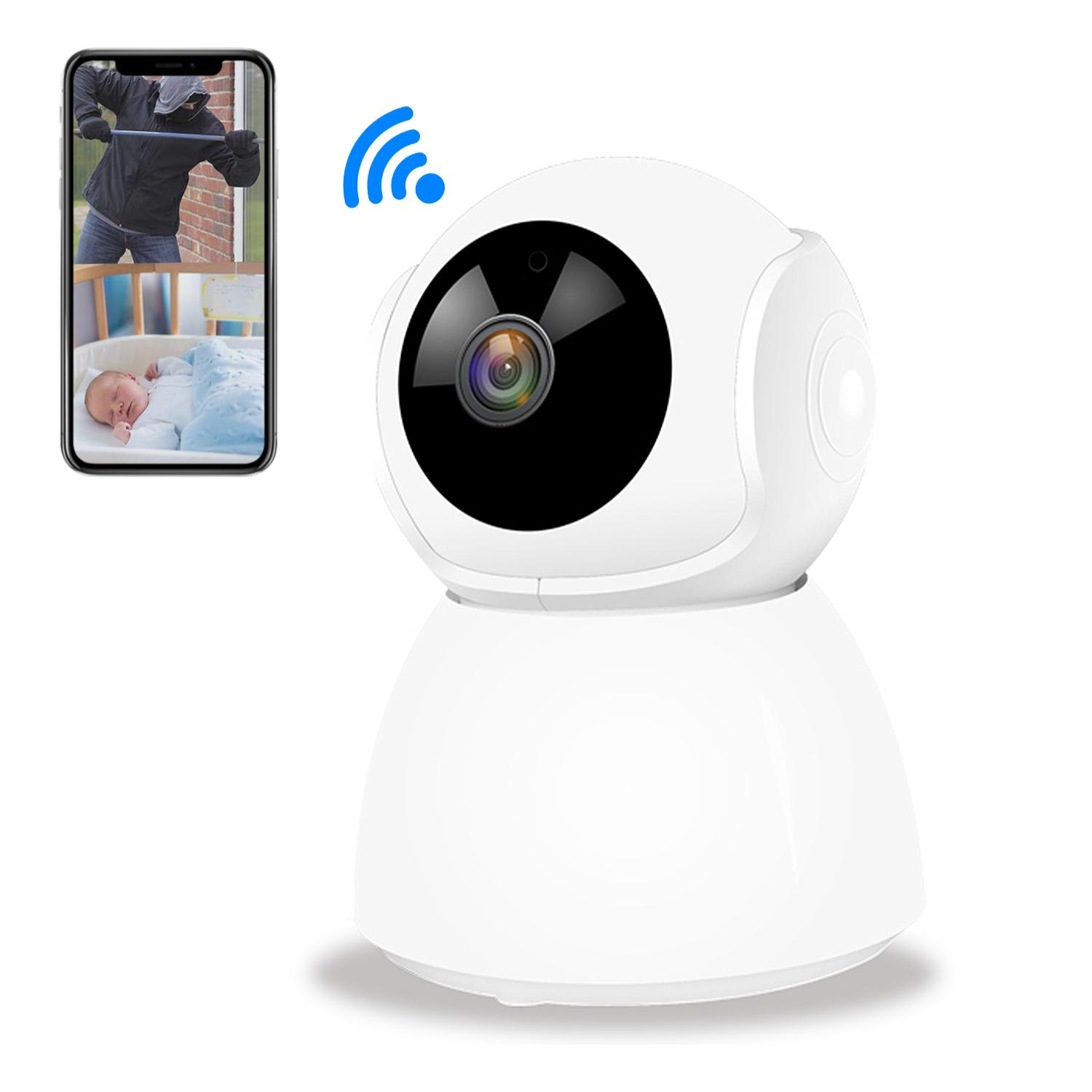 Telecamera IP WiFi 360 ° HD 720P motorizzata V7, visione notturna, rilevatore di movimento e Smart Tracking