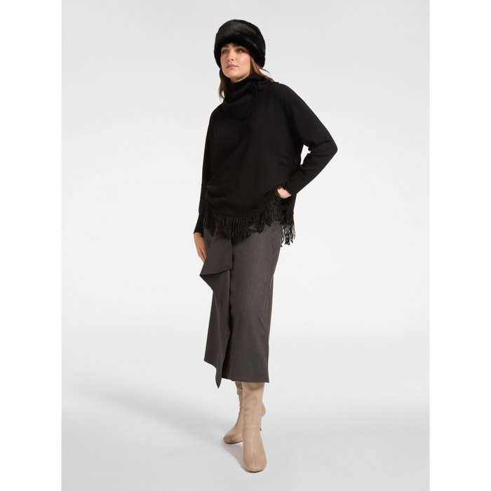 Elena Mirò - Gonna a portafoglio con jabot - Grigio