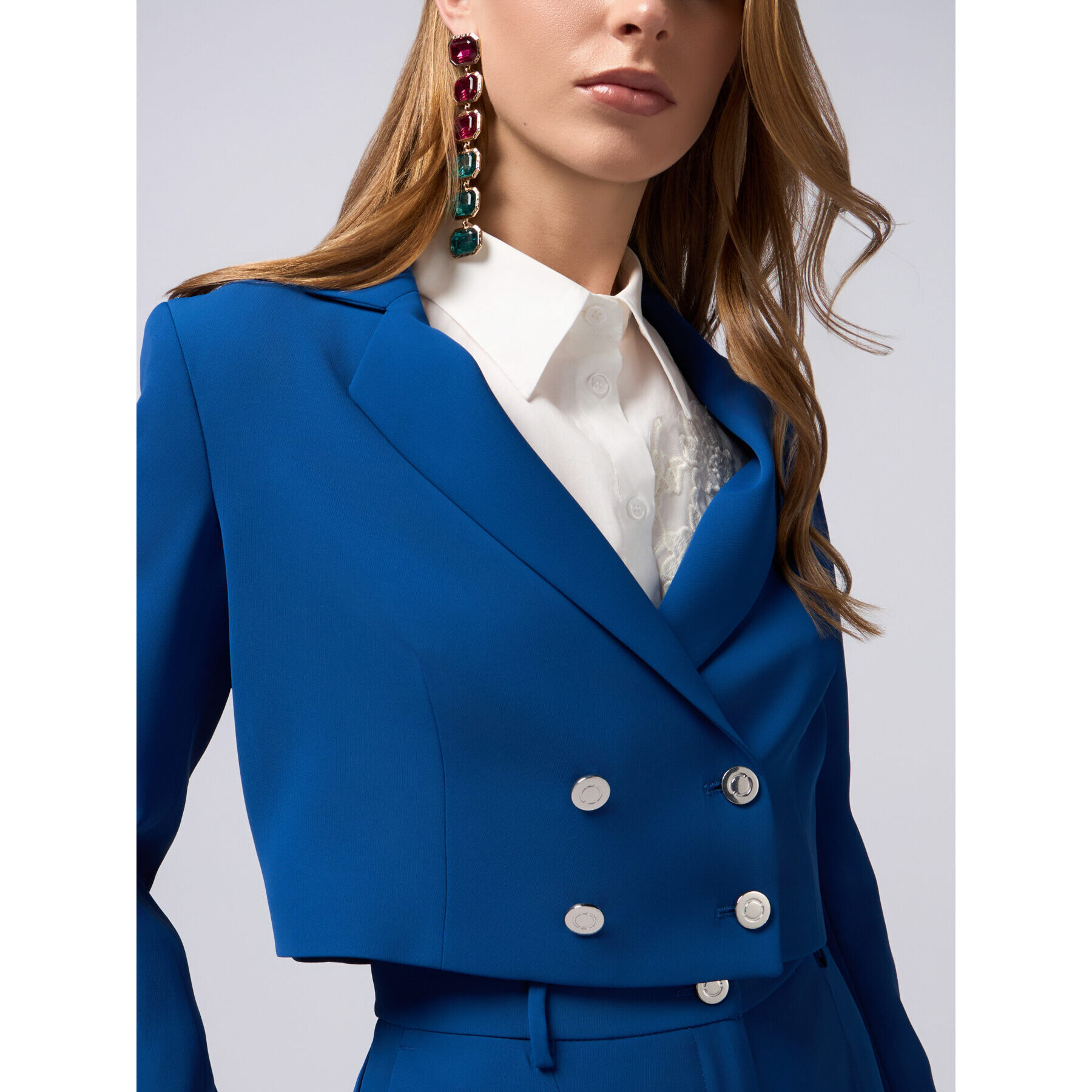 Oltre - Blazer cropped doppiopetto - Bluette