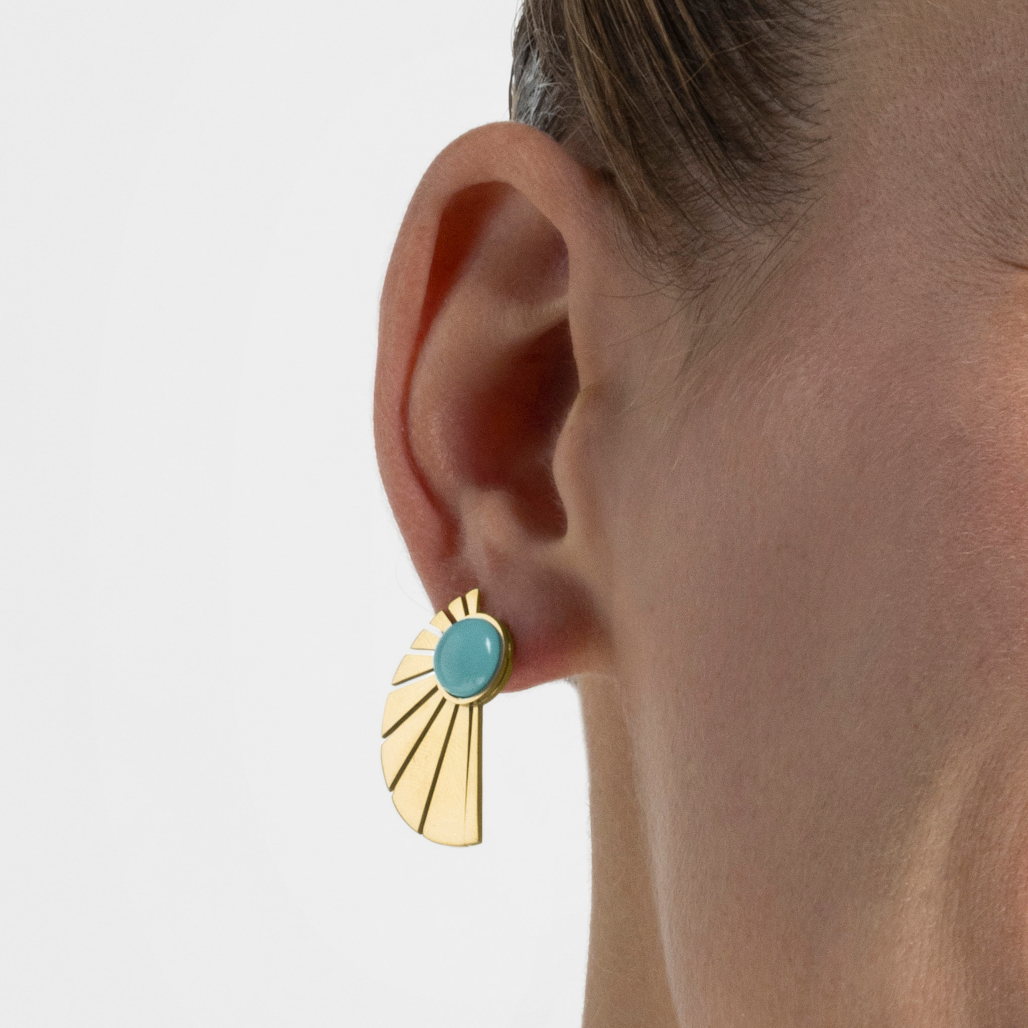 Pendientes con Turquesa acabado oro 18k