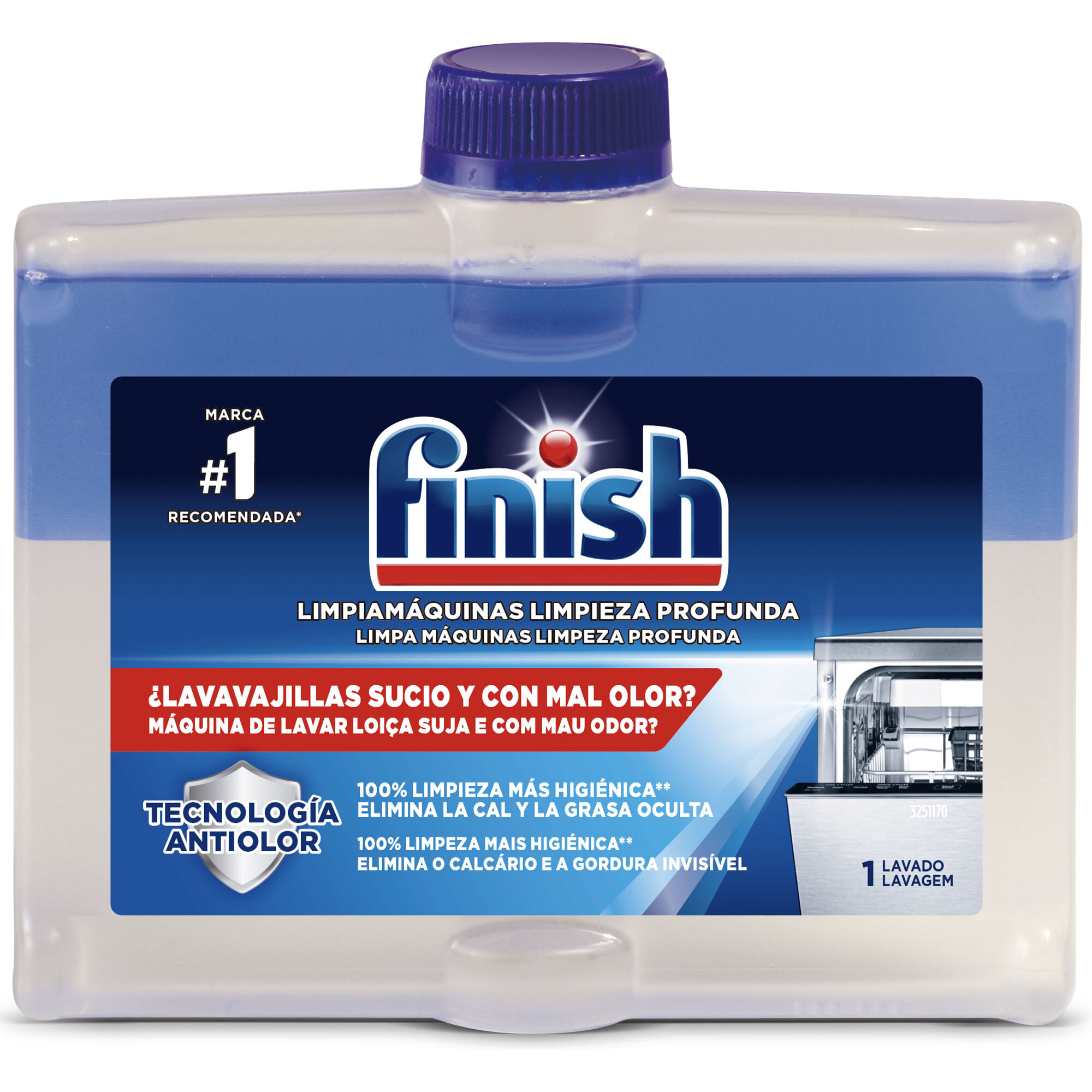 Finish Limpiamáquinas, limpieza profunda para el Lavavajillas Regular, pack de 2x250ml