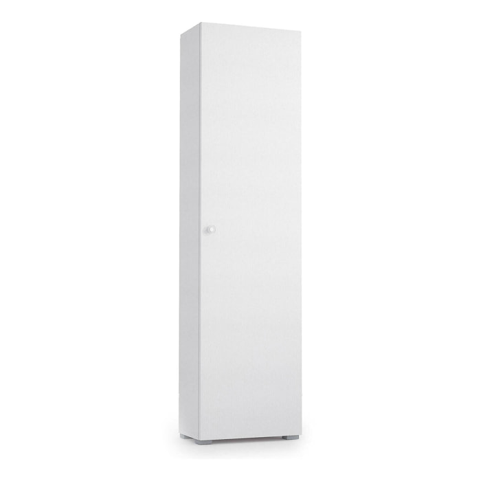 Armadio multiuso Abuela, Mobile lineare a 1 Anta e 7 ripiani, Colonna da ingresso o bagno, Scarpiera moderna, 100% Made in Italy, 50x30h182 cm, Bianco