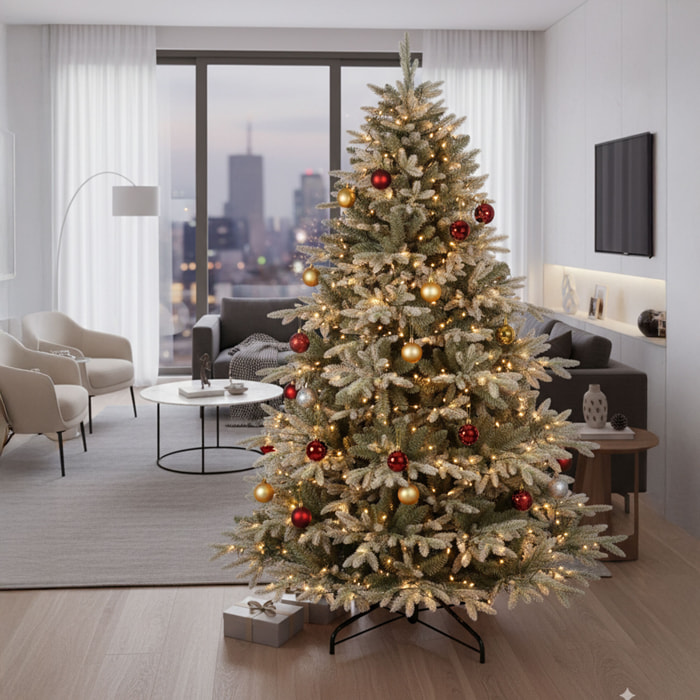 Pinaceae - Albero di Natale Tradizionale Tipo Pino Argentato in PE e PVC Ø124x180H, 1067 Punte