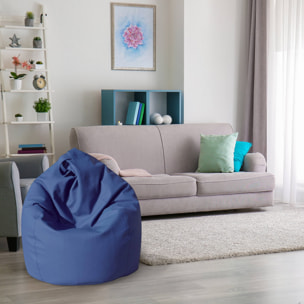 Pouf Azelia, Poltrona multiuso, Poltroncina sacco, Pouf poggiapiedi, Made in Italy, 70x70 h110 cm, Blu