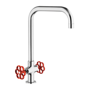 PAINI Mélangeur cuisine Induss Bec haut chrome - manette rouge