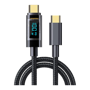 Cable USB-C a USB-C de 100W PD, carga rápida, pantalla digital, 1,2 metros.