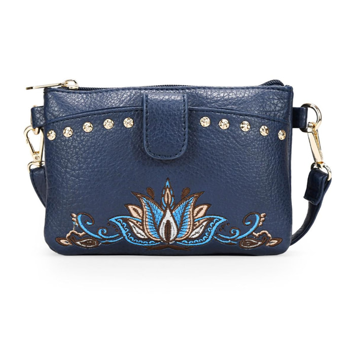 Bolso pequeño azul con bordado