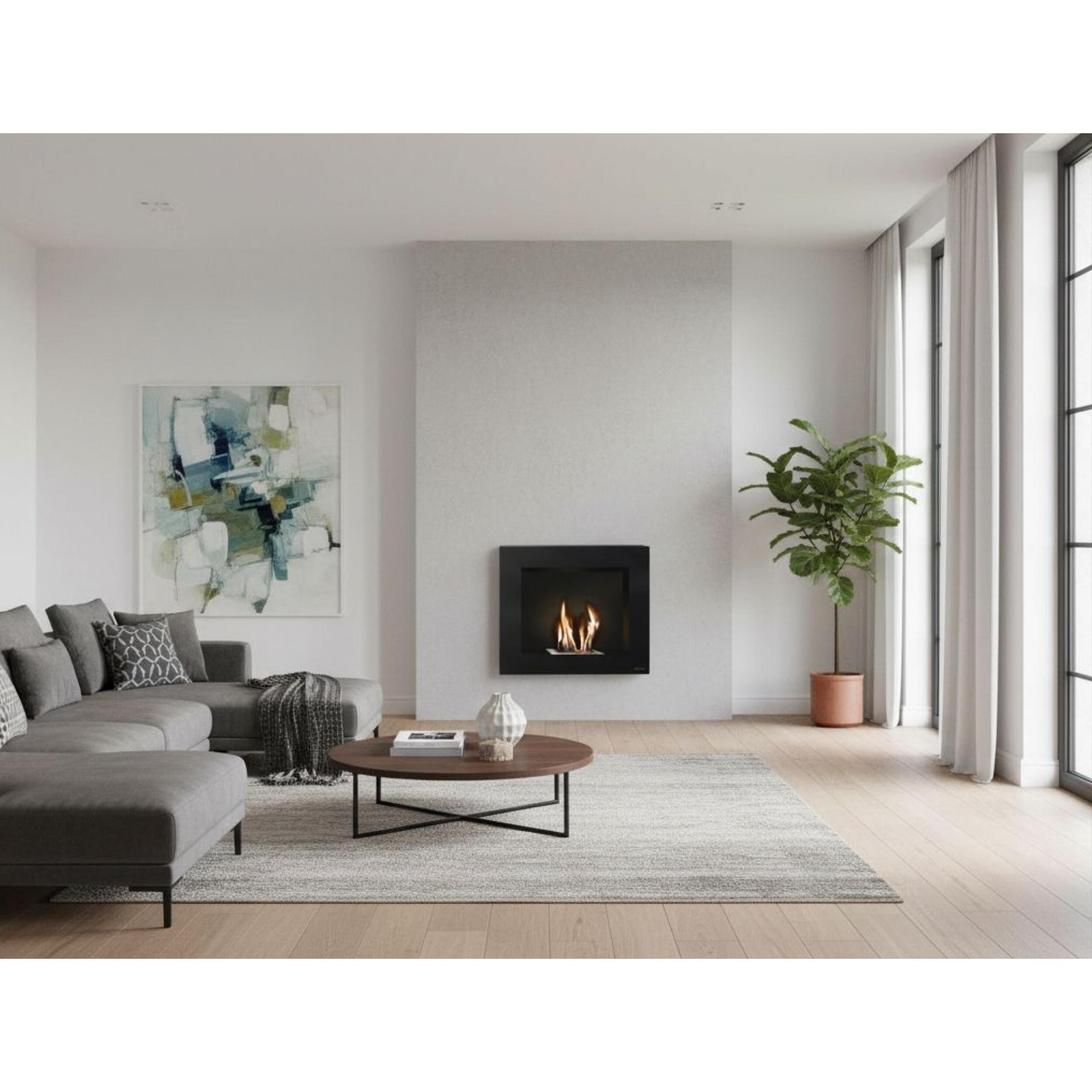 Biochimenea mural de etanol en acero color negro BESTBIO B FLAME PURLINE