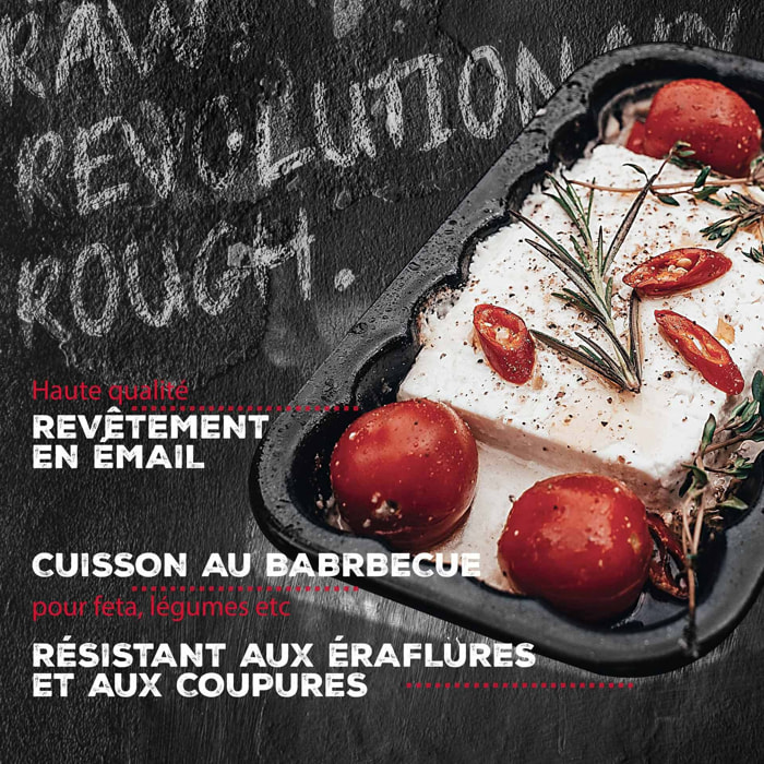 Lot de 2 plats à barbecue en acier émaillé 21 x 12 cm FM Professional Barbecue