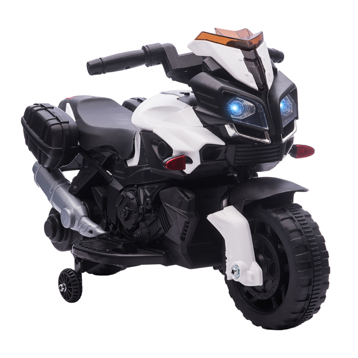 Moto Eléctrica para Niños 18-48 Meses 6V con Faros Bocina 88,5x42,5x49 cm Blanco