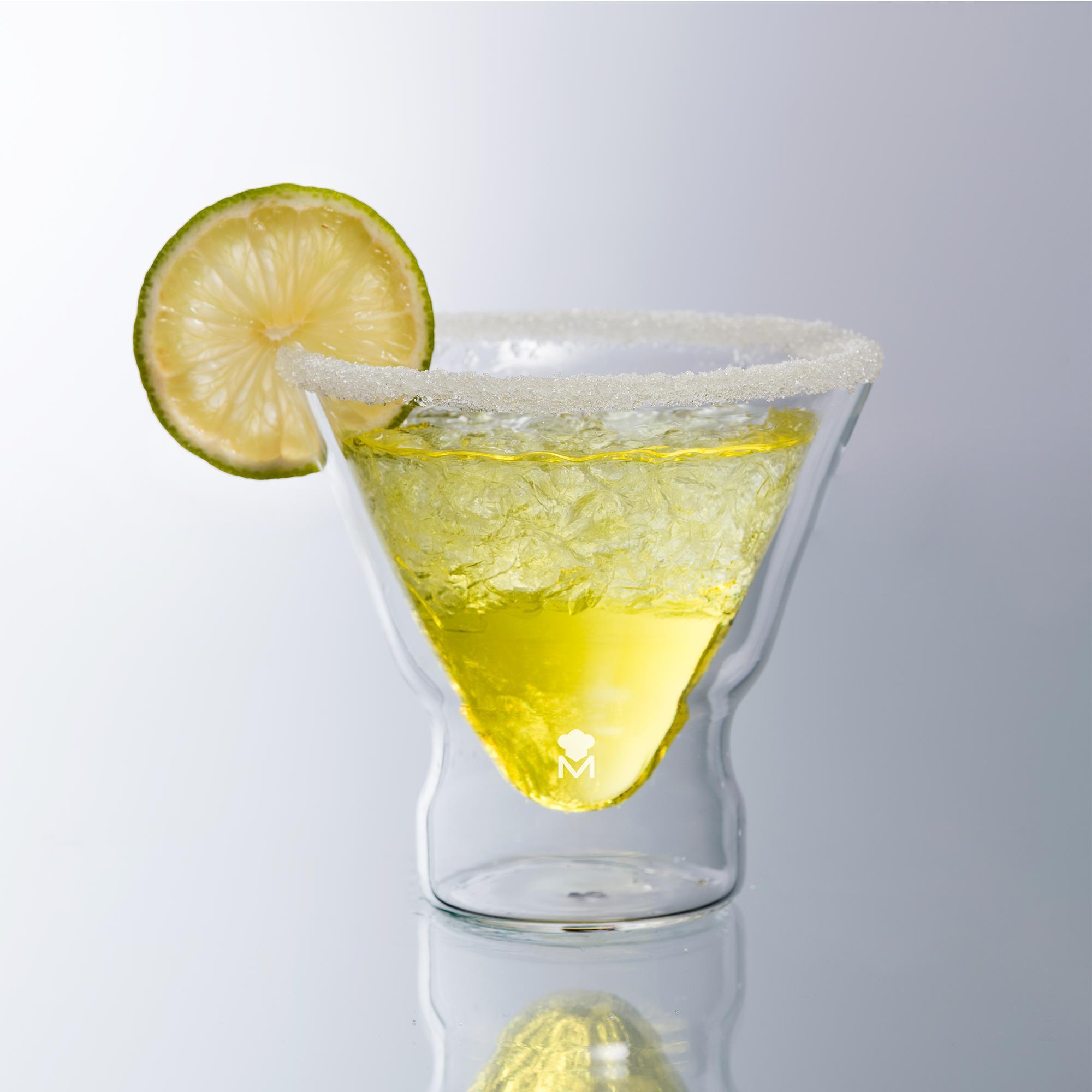 Juego de vasos de coctel de doble pared 230ml en vidrio borosilicato alta resistencia