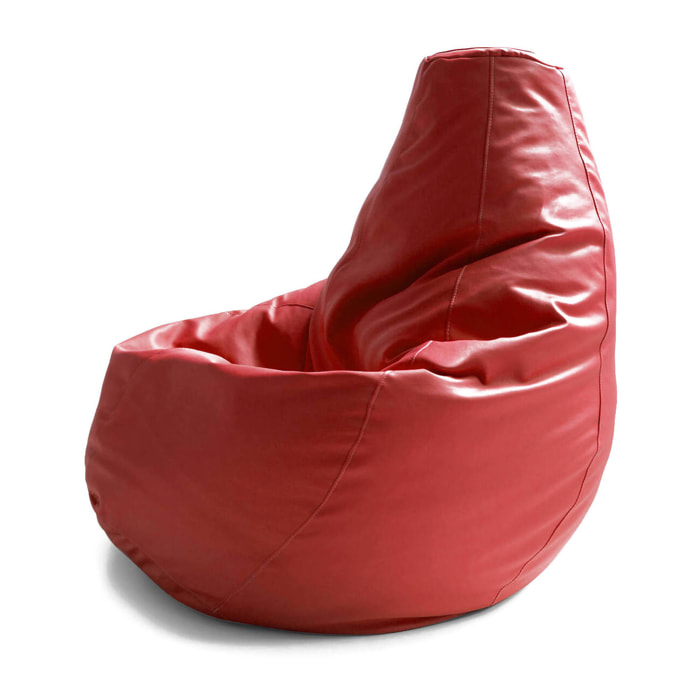 Pouf Asino, Pouf a sacco, Poltrona a sacco in ecopelle, 100% Made in Italy, 70x70h110 cm, Rosso