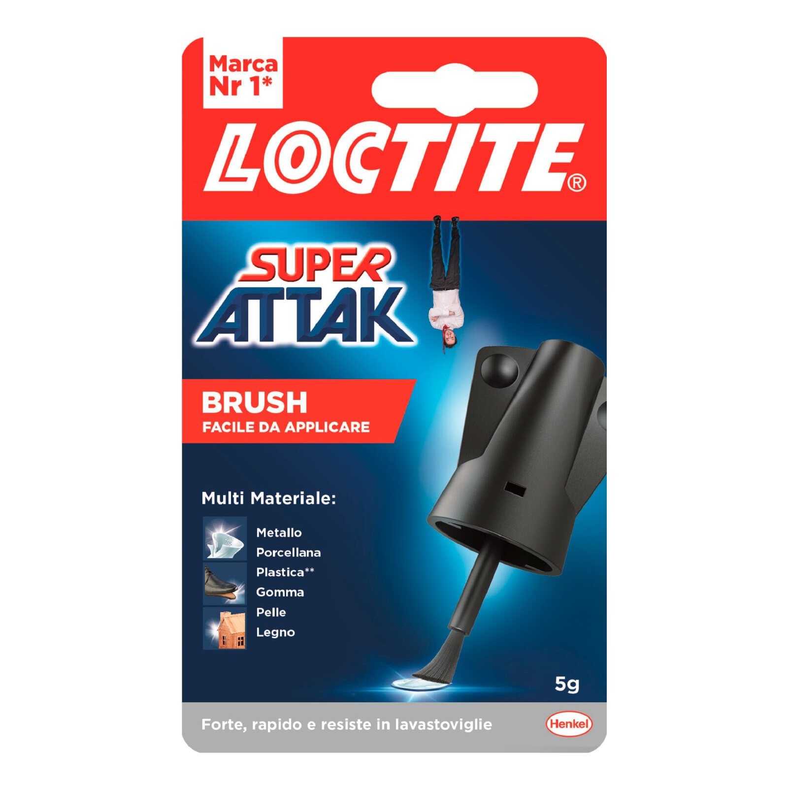 Loctite Super Attak Brush Colla Trasparente Multimateriale con Pennello Applicatore - Flacone da 5g