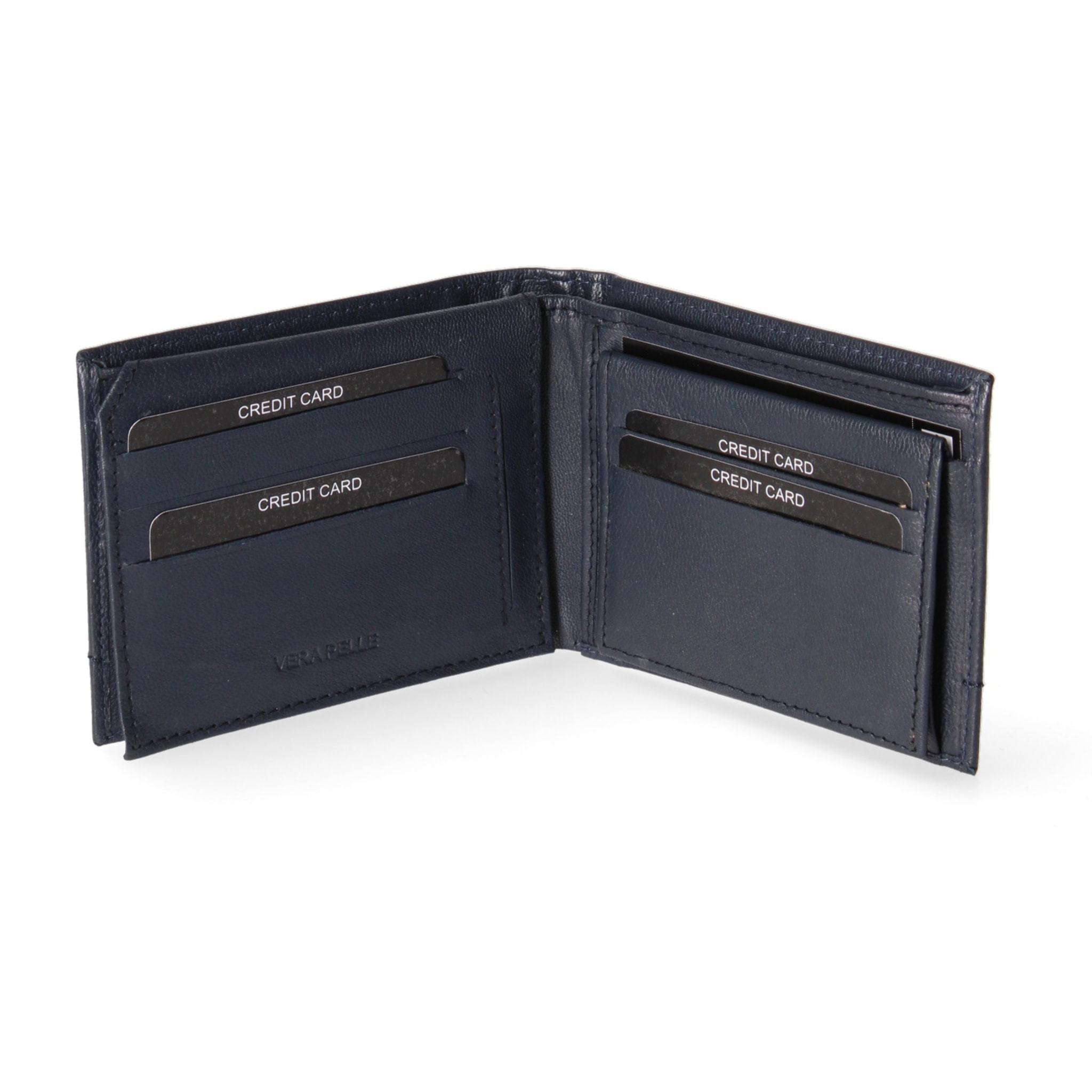 Portafoglio uomo in vera pelle - Modello False - Casual - 12.5 x 10.0 x 2.0 cm