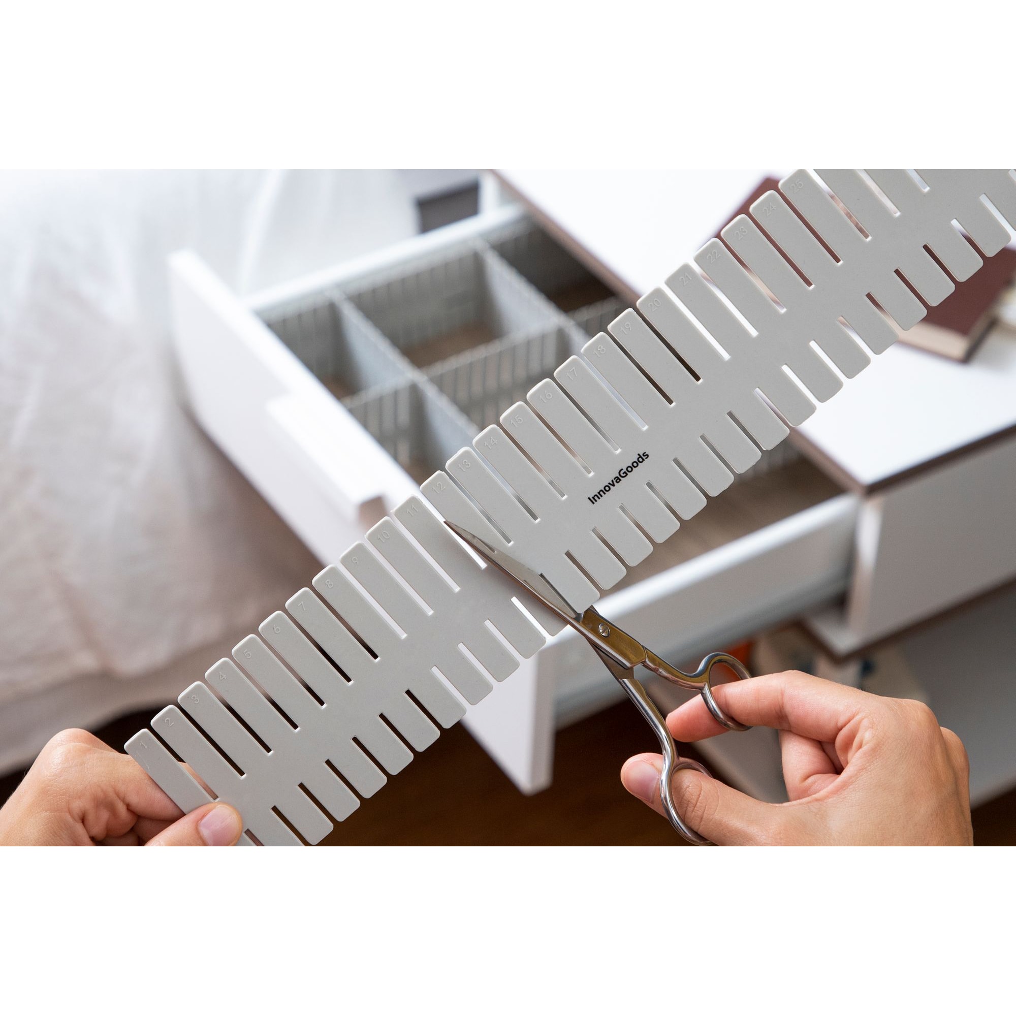 Organizzatore di cassetti x16 - Grigio - 37x7x0,2 cm