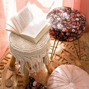 Tabouret - macramé & bois