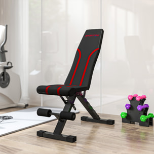 Banc de musculation pliable inclinable charge max. 230 Kg rouge noir