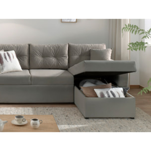 Astoria - canapé d'angle réversible - convertible avec coffre - style contemporain- 4 places - Gris clair