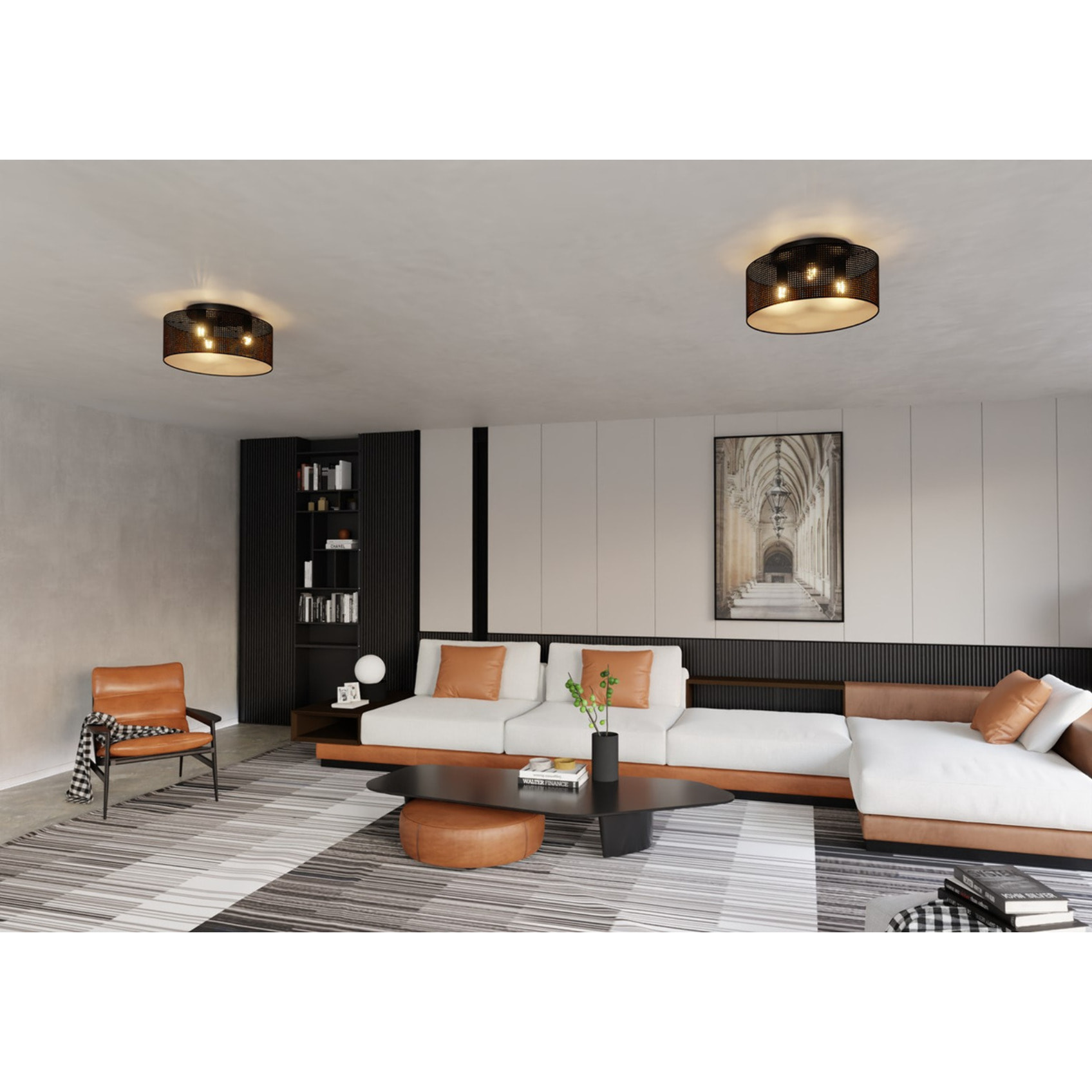 Lampada a sospensione ASTON in acciaio nero e oro