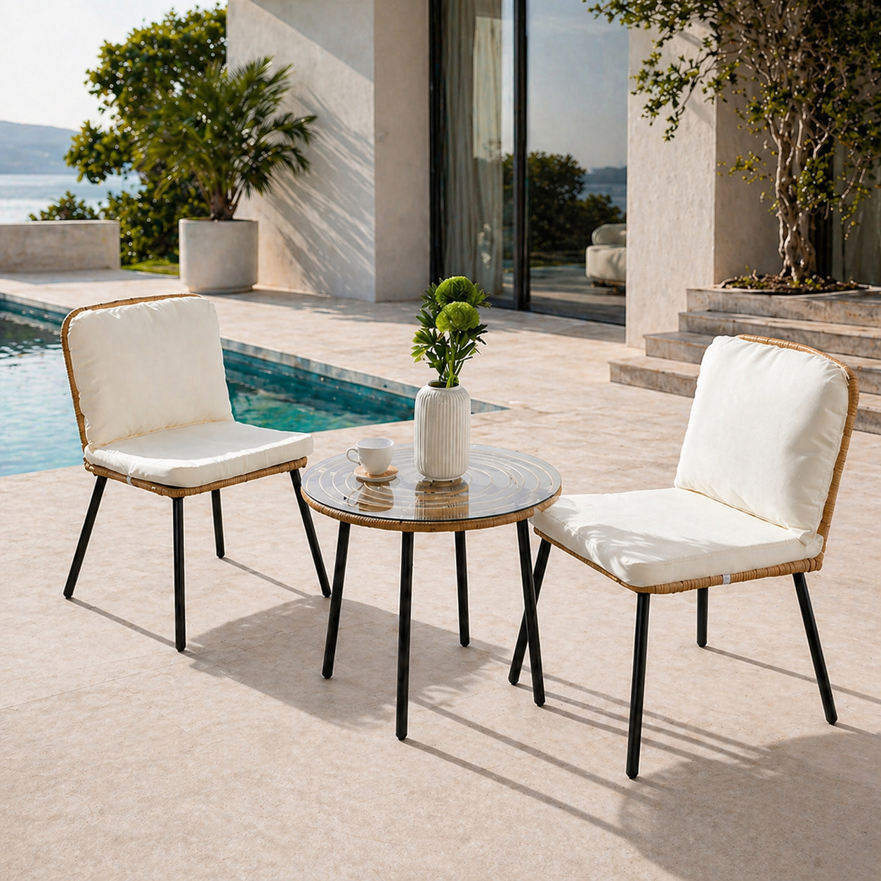 Salon de jardin bas 2 chaises + 1 table PUNO