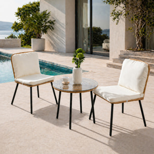 Salon de jardin bas 2 chaises + 1 table PUNO