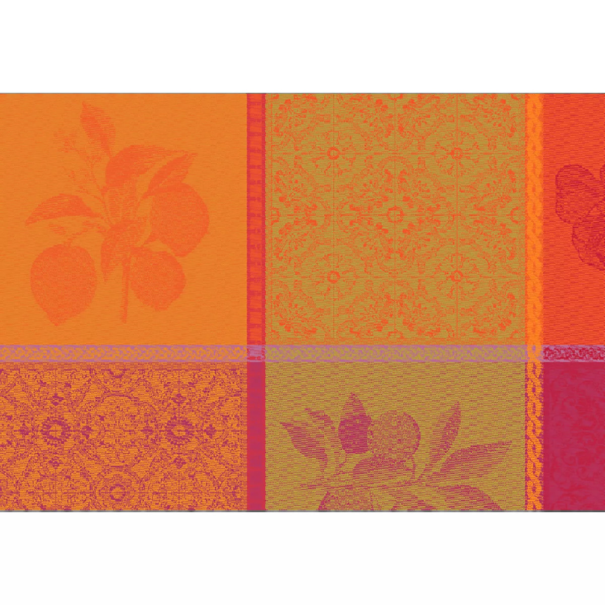 Set pur coton motif jacquard multicolore Mille tutti frutti sangria