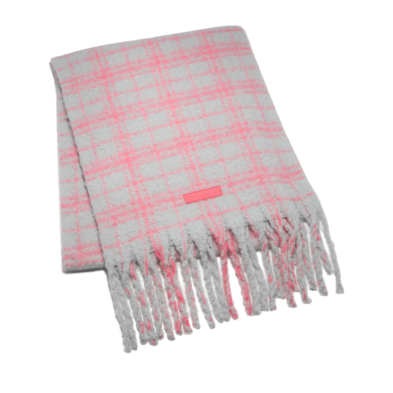 Bufanda con Estampado de Cuadros Nordic Bomb Plaid Scarf en Gris y Rosa D.Franklin