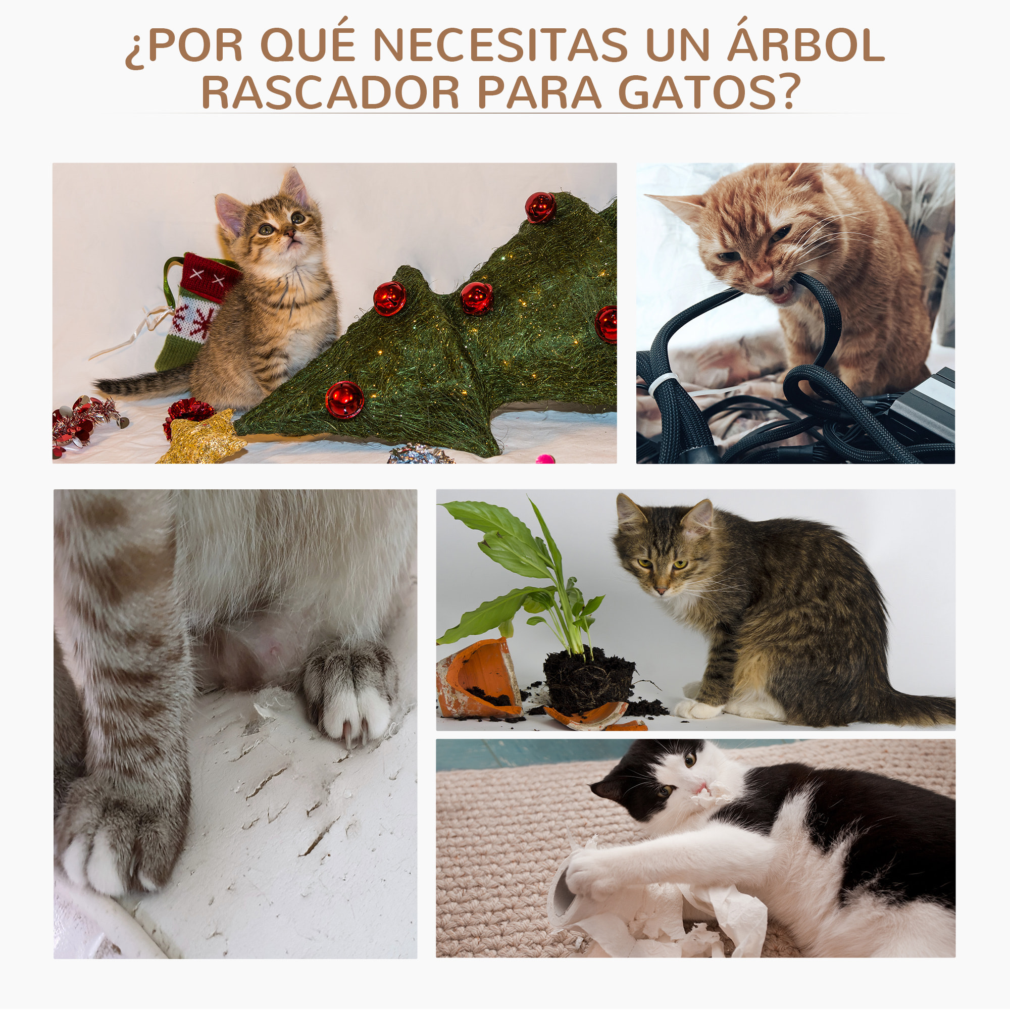 árbol Rascador para Gatos de Felpa y Sisal ÃÂ¤40x65cm Gris