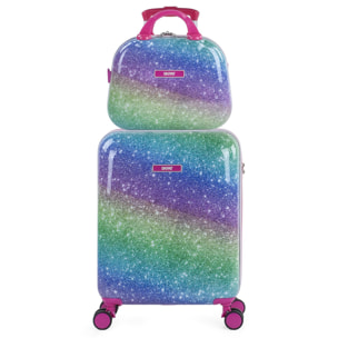 Maleta Cabina Y Neceser Skpat Shine Like A Star Fucsia